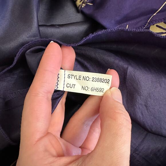 Jonathan Martin Studio 100% Silk Purple Gold Floral Embroidered Midi Dress Sz 8 - Picture 11 of 11